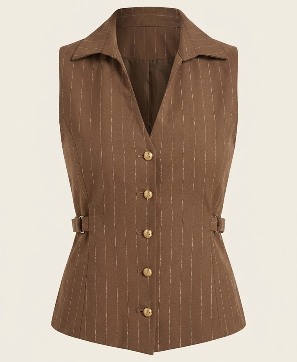 Pinstripe Button Front Sleeveless Vest