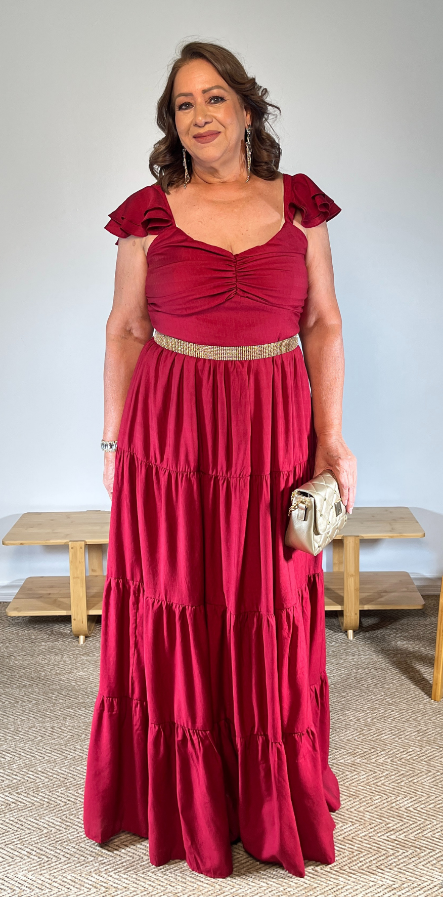 Red Tiered Sleeve Dress