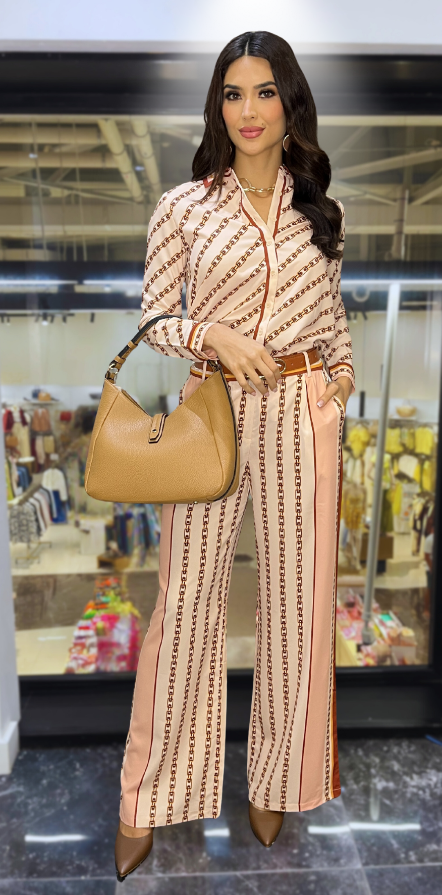 Creme Print Pants