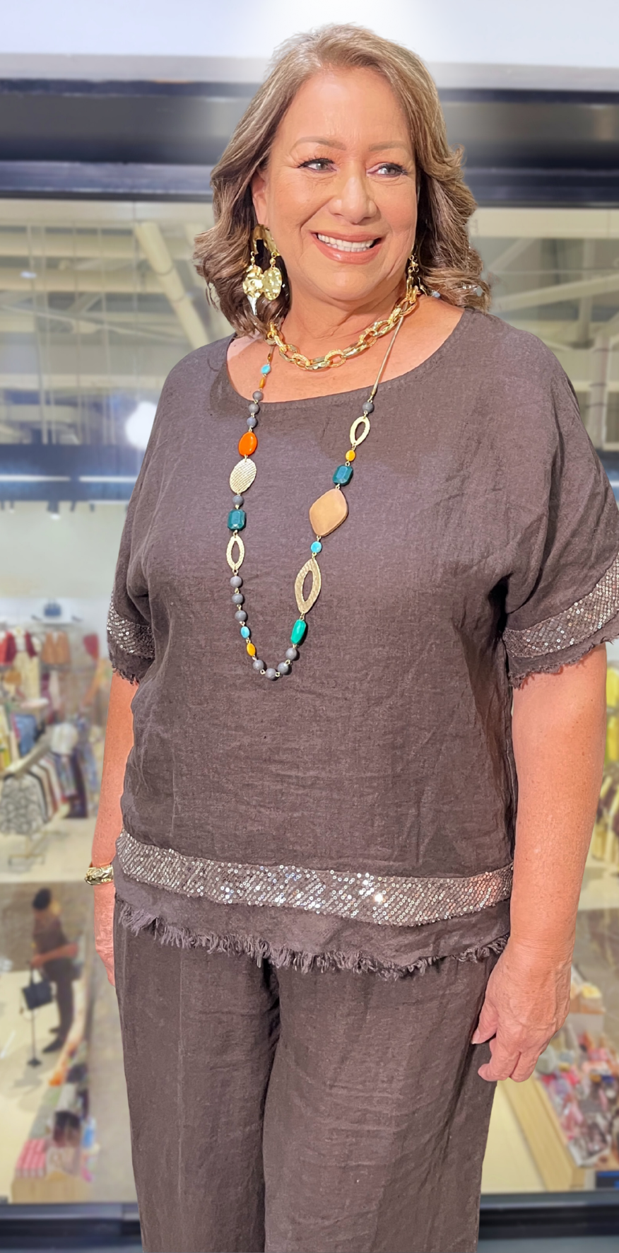 Mocha Lino Top