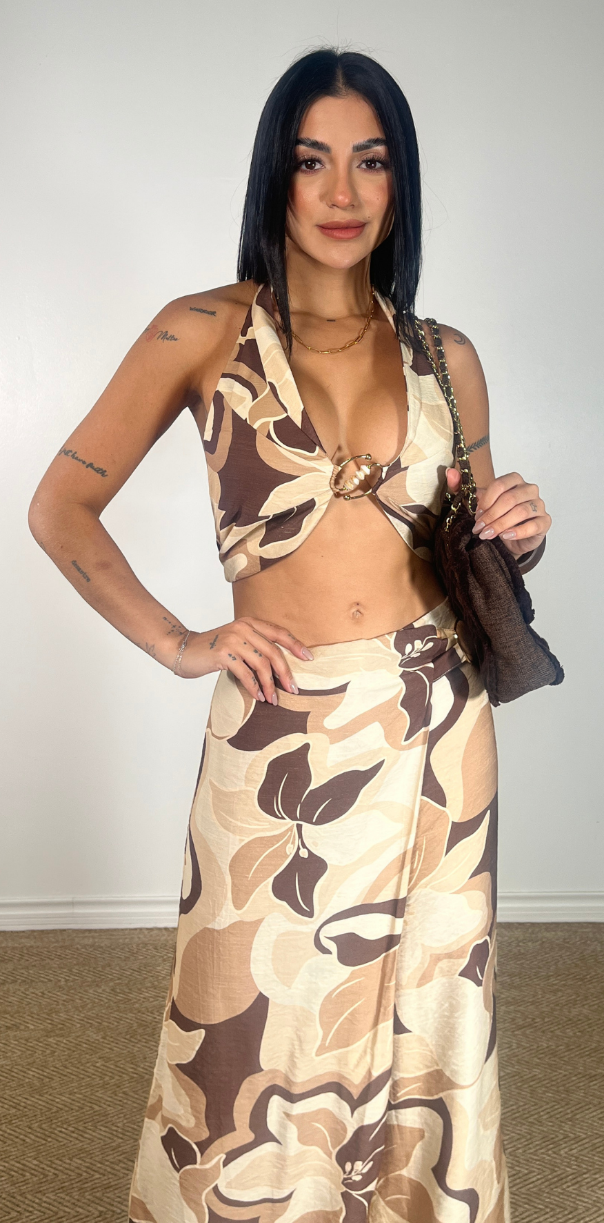 Abstract Swirl Print Halter Top