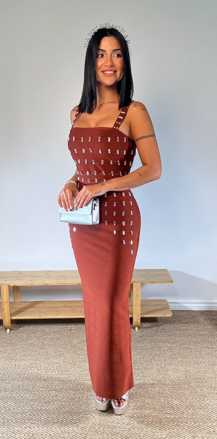 Mocha Rhinestone Dress