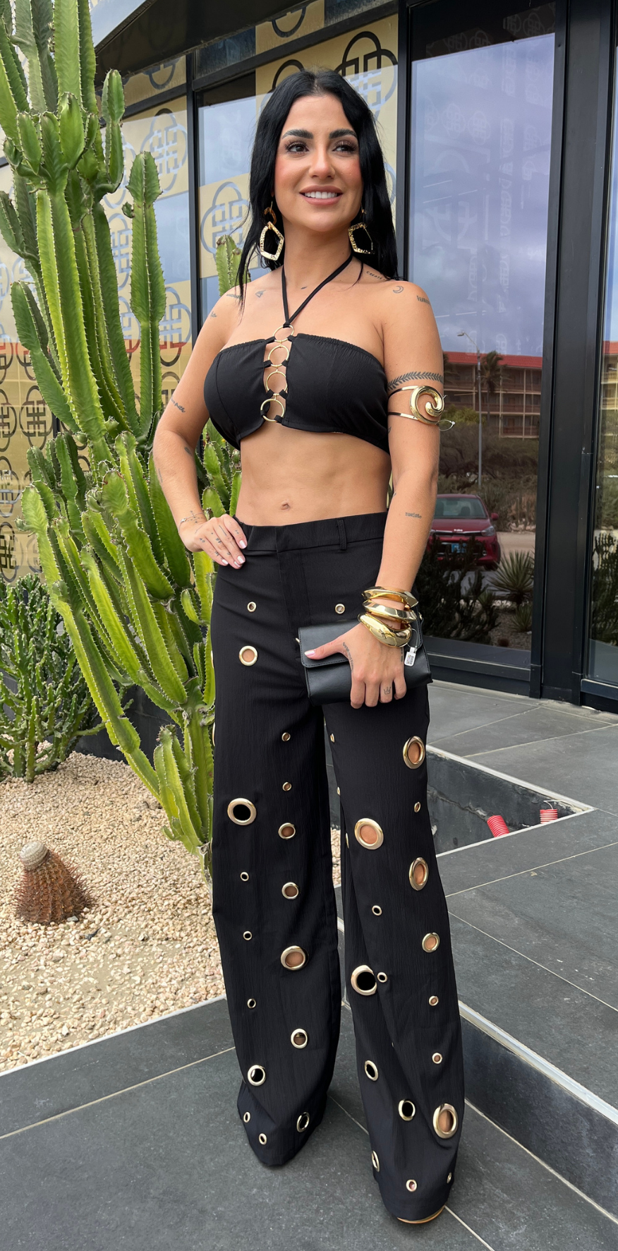 Gold Detail Black Pants