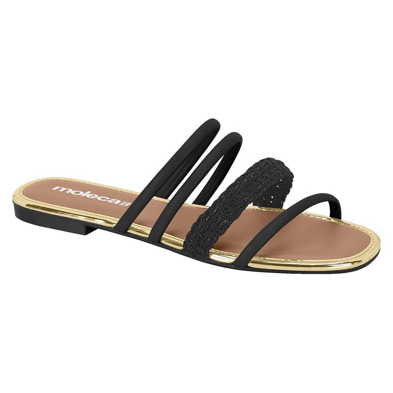 Black Strappy Slide Sandals