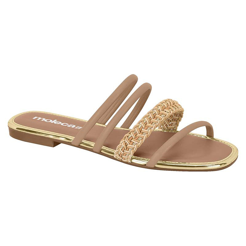 Beige Strappy Slide Sandals