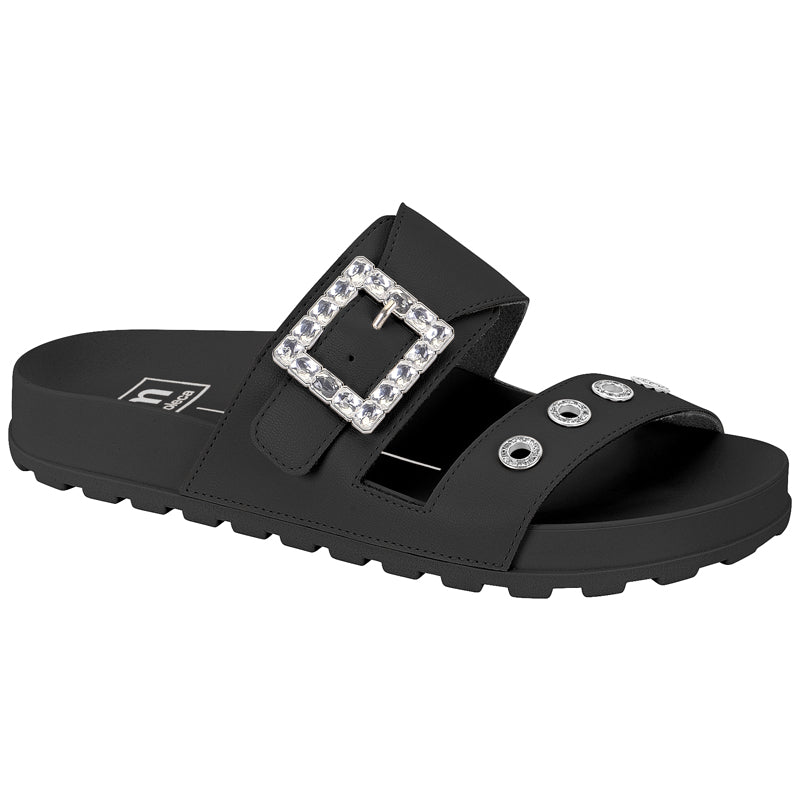 Black Chunky Slide Sandals