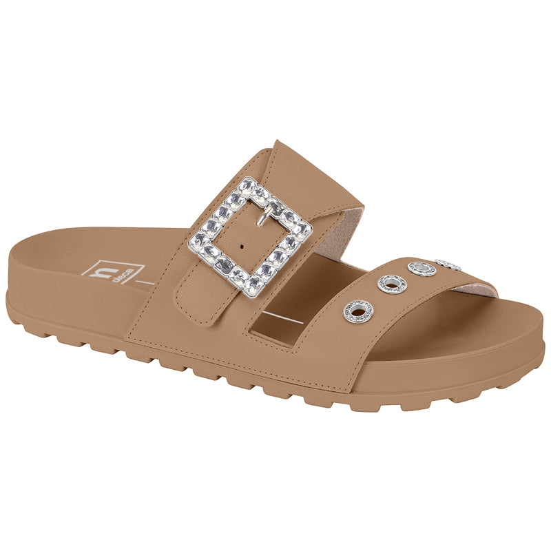 Beige Chunky Slide Sandals