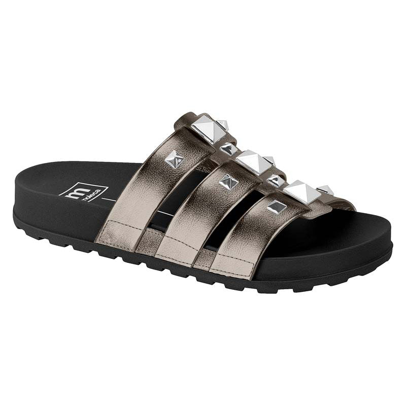 Silver Straps Black Chunky Sandals