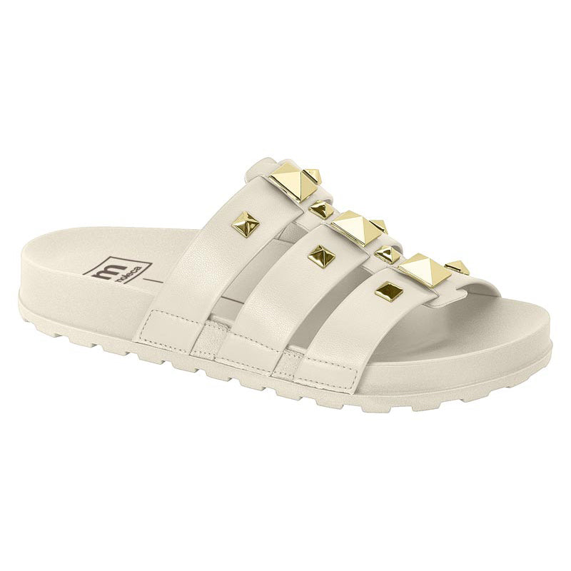 Gold Studs White Chunky Sandals