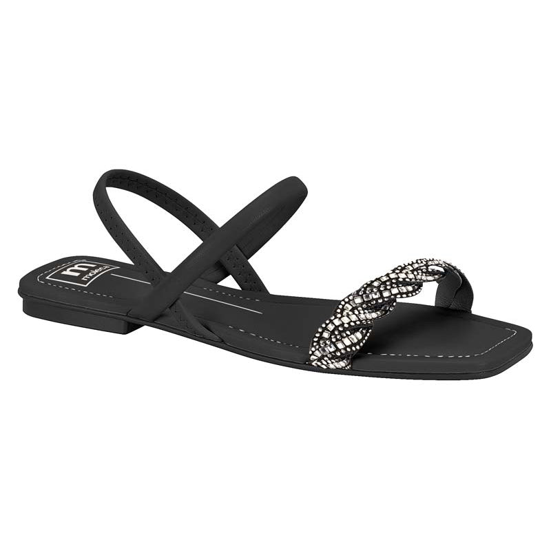 Glitter Strap Black Sandals