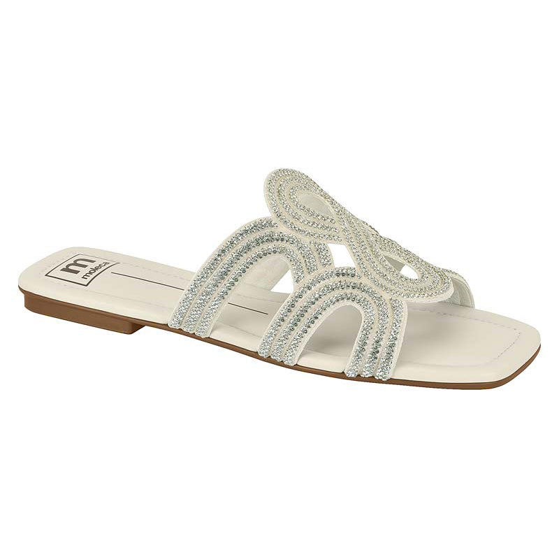 Glitter White Slide Sandals