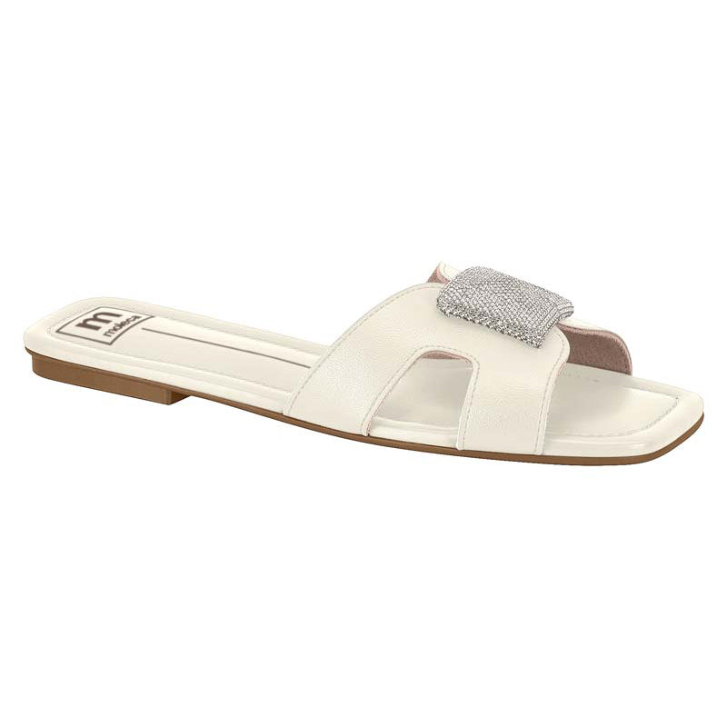 Silver Detail White Sandals