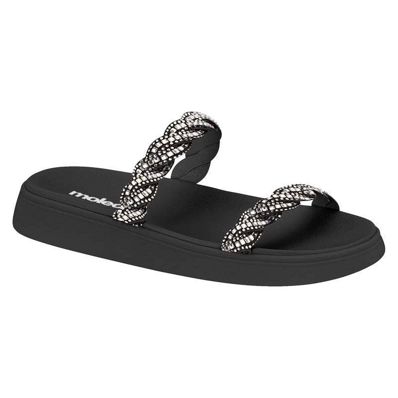 Glitter Straps Black Chunky Sandals