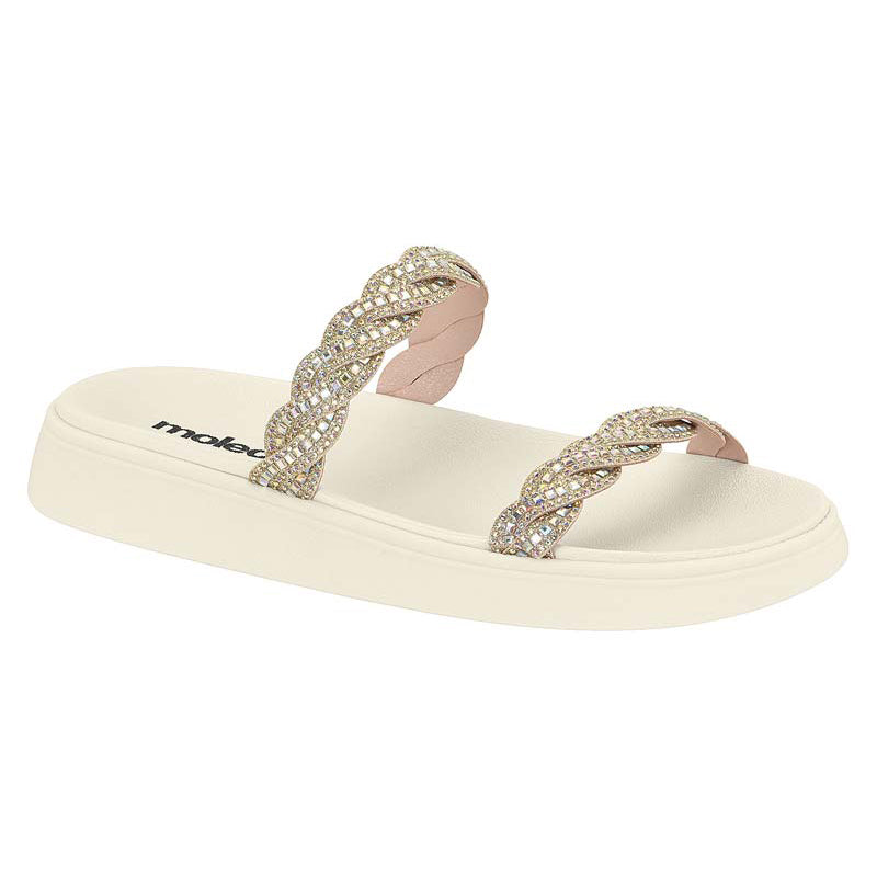 Glitter Straps White Chunky Sandals