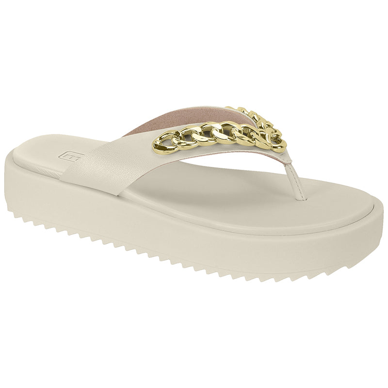 Gold Chain White Chunky Sandals