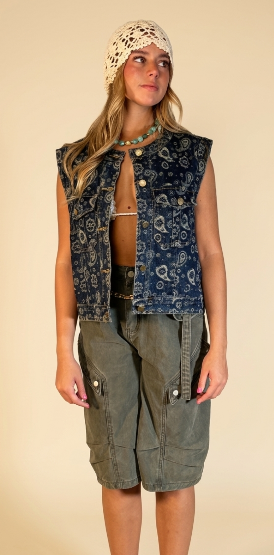 Dark Indigo Paisley Vest