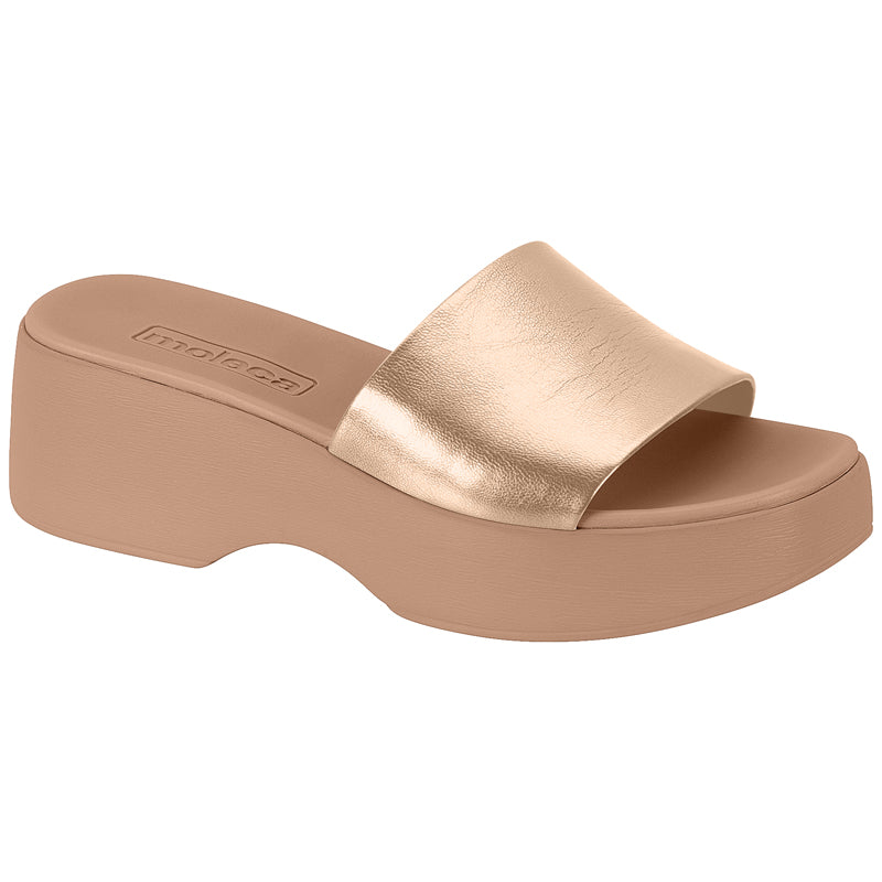 Rose Gold Slide Beige Wedges