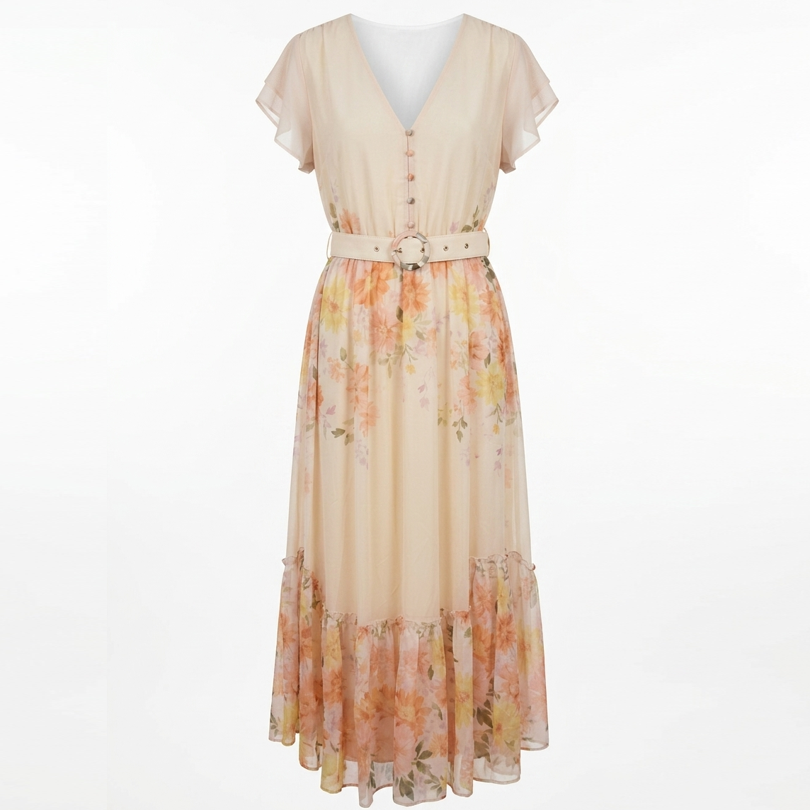 Peach Floral Dress
