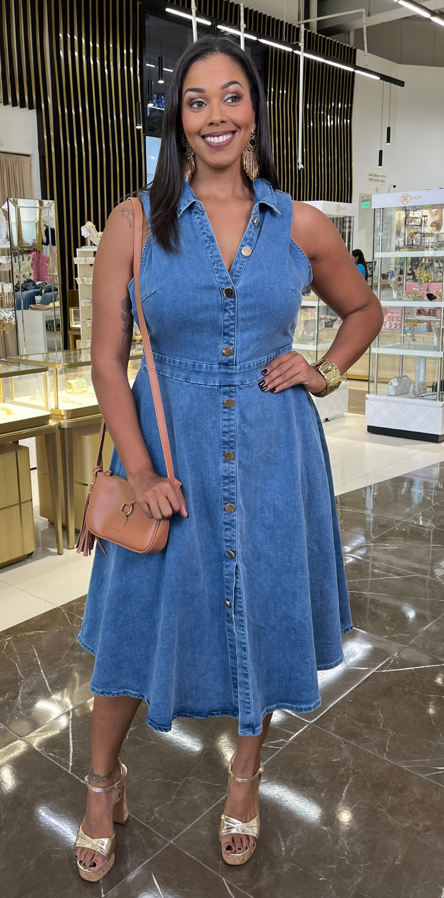 Gold Buttons Denim Dress D Shop Aruba Gold Buttons Denim Dress D Shop Aruba