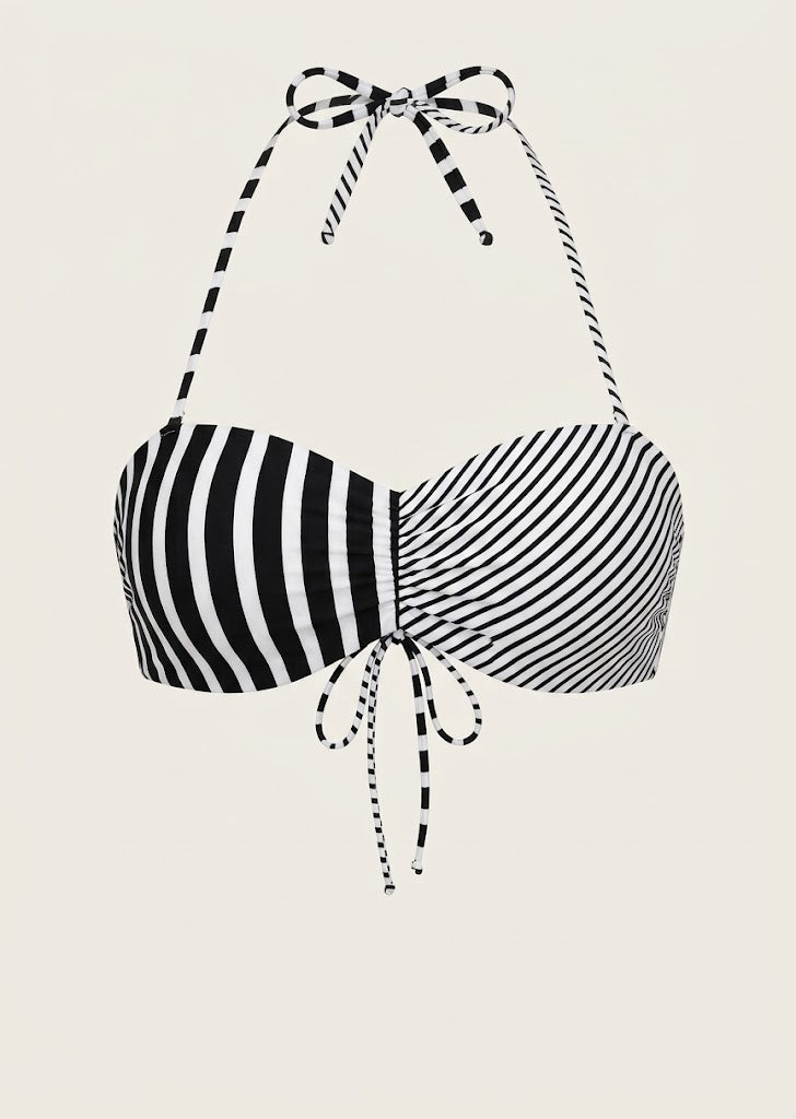 Striped Bandeau Halter Bikini Top