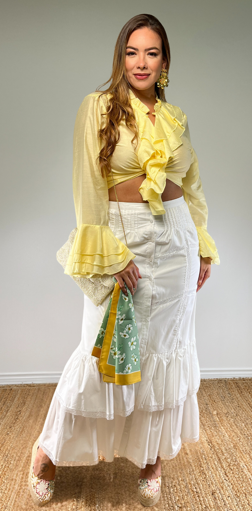 White Buttoned Long Skirt