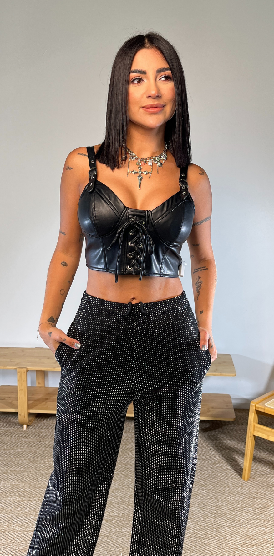 Black Laced Tied Corset Top