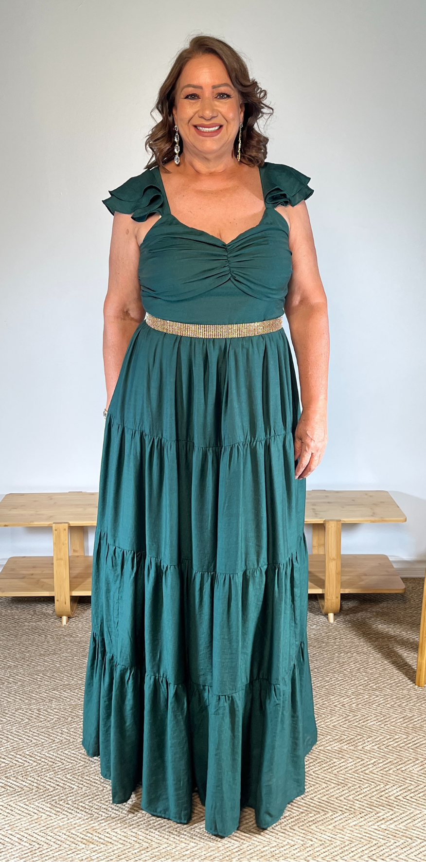 Green Tiered Sleeve Dress