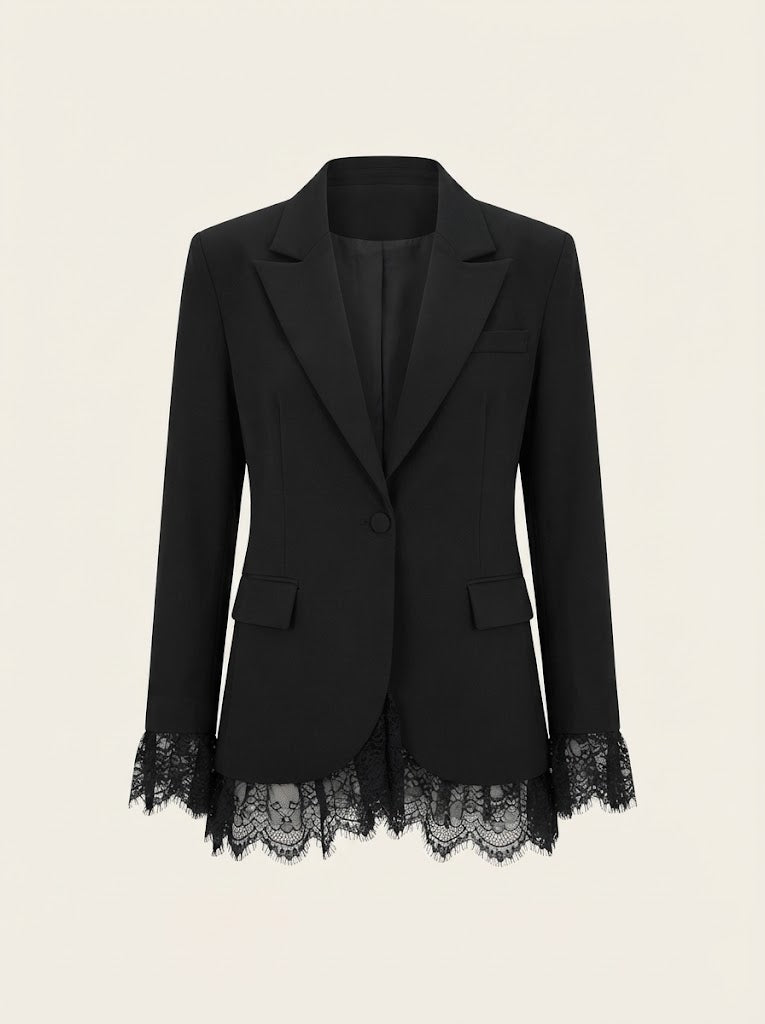 Lace Trim Tailored Blazer