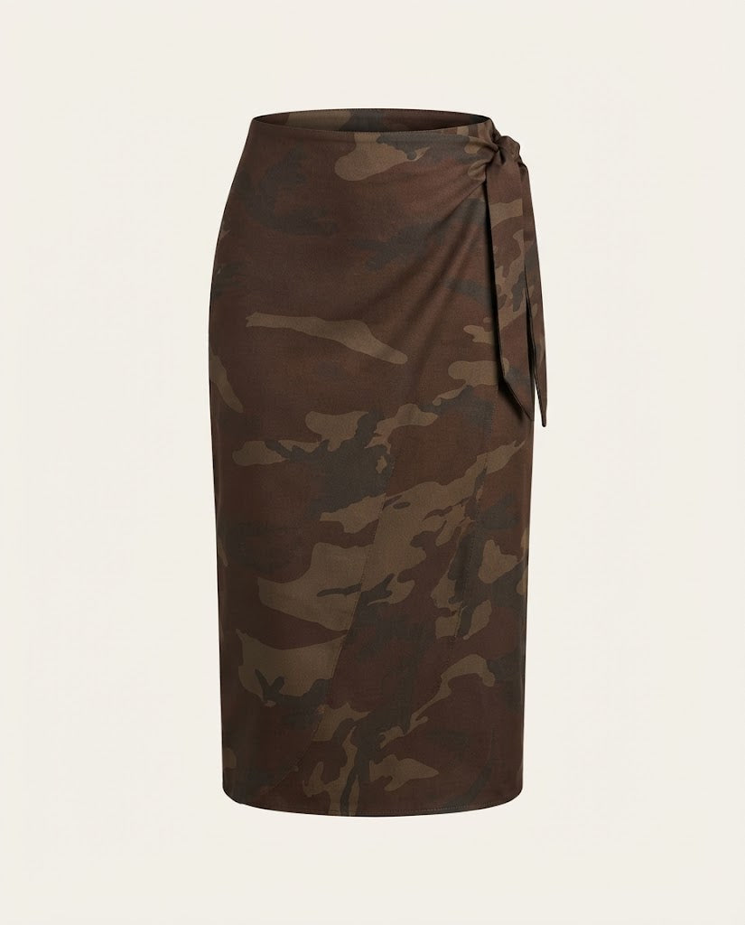Camo Print Wrap Skirt