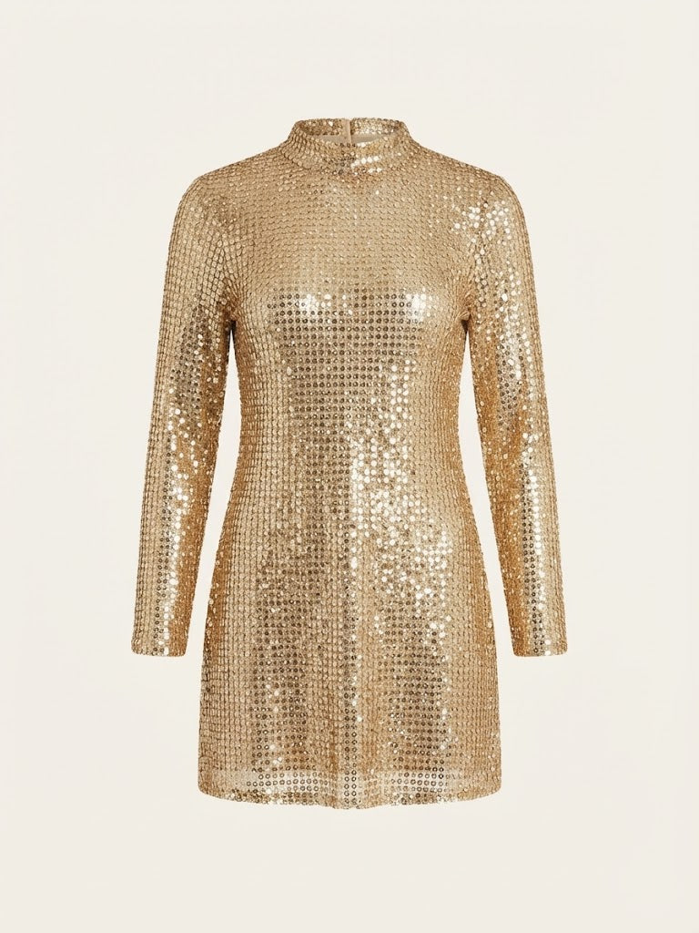 Sequin High Neck Minidress