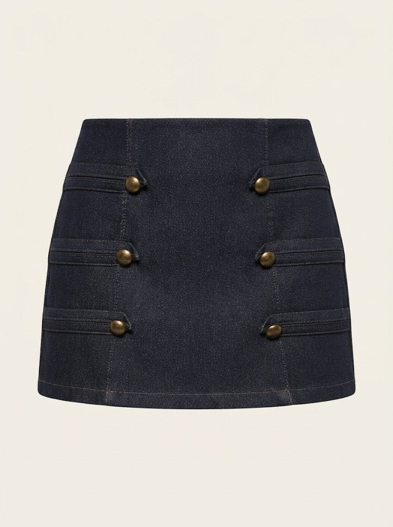 Detailed Denim Skort