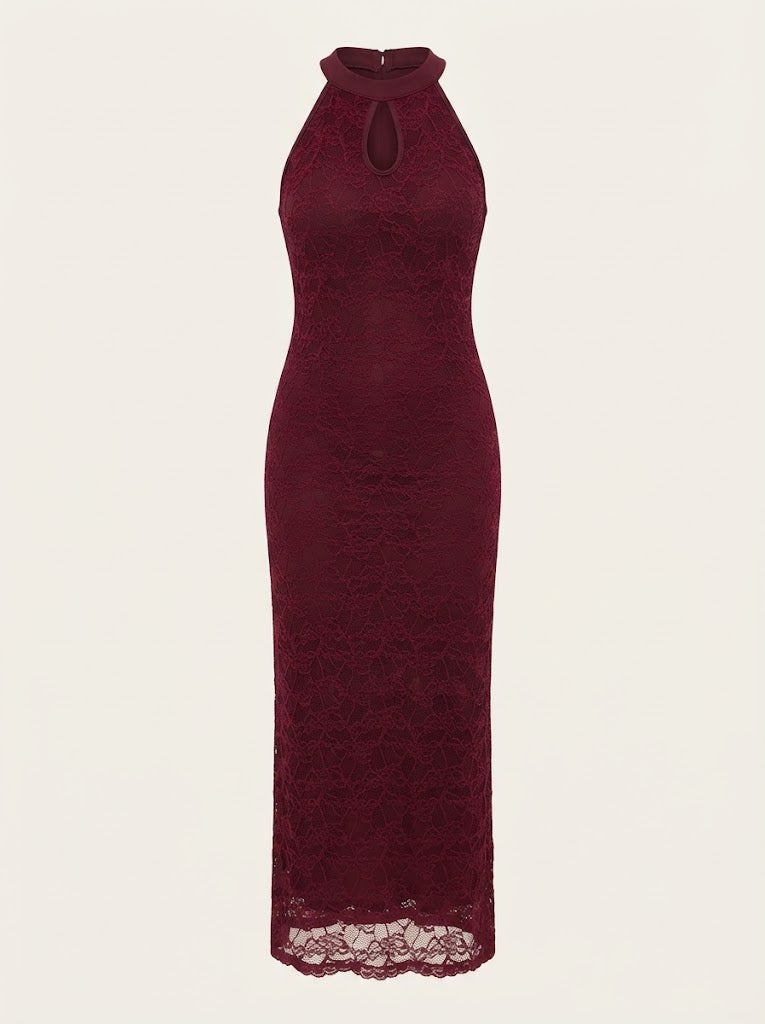 Lace Halter Maxi Dress