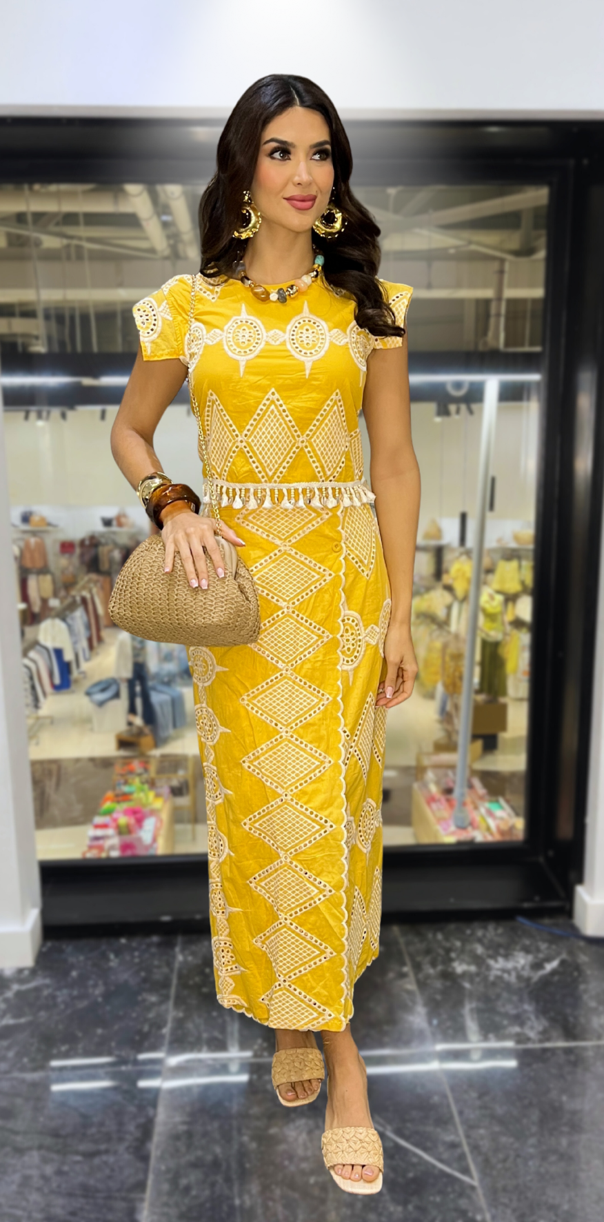 White Details Yellow Skirt