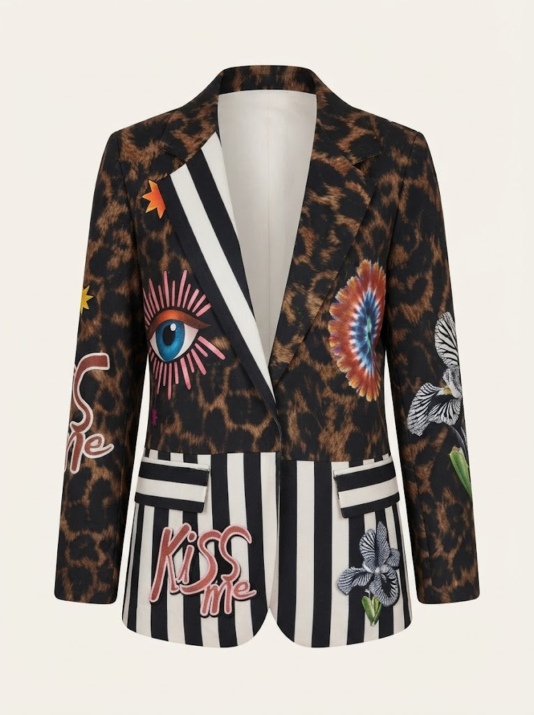 Mixed Print Statement Blazer