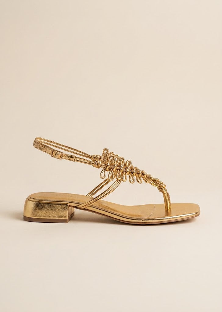 Metallic Knotted Sandals