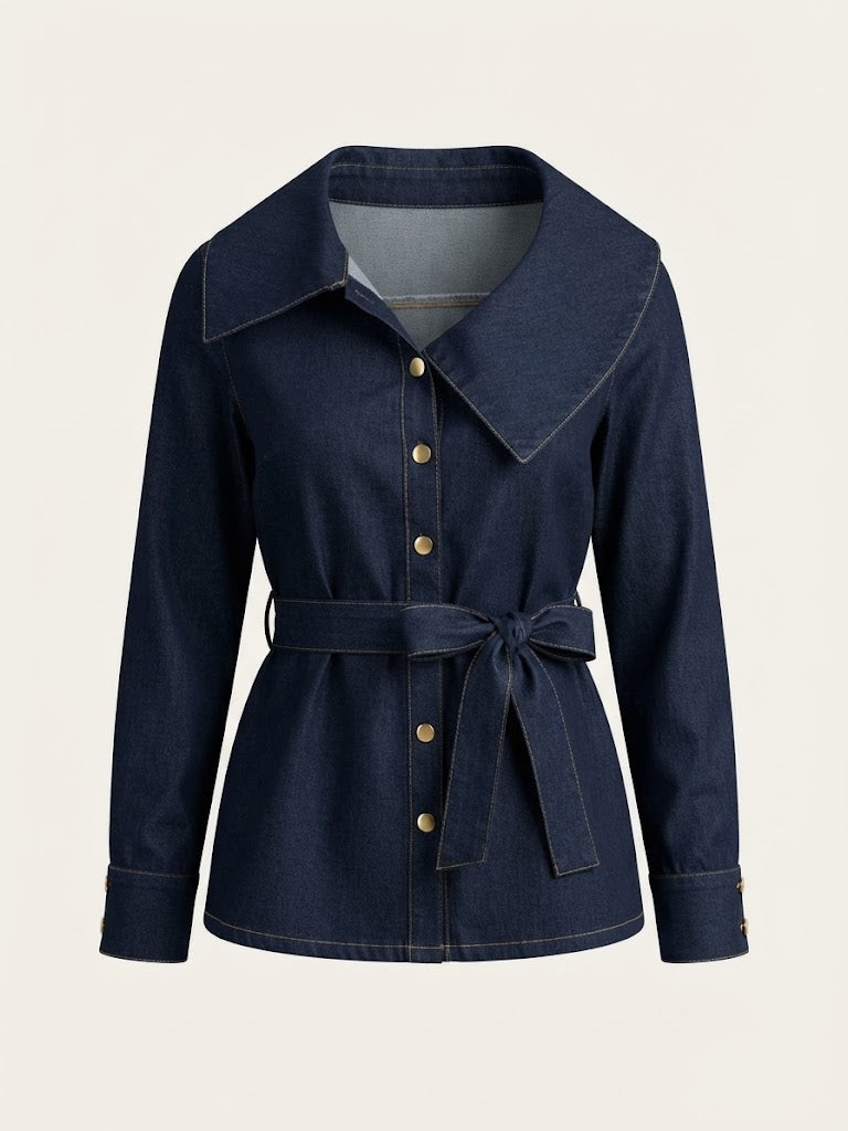 Belted Denim Blouse