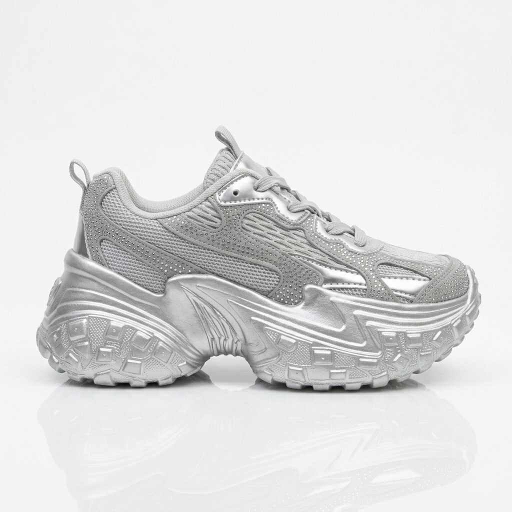Silver Chunky Sneakers