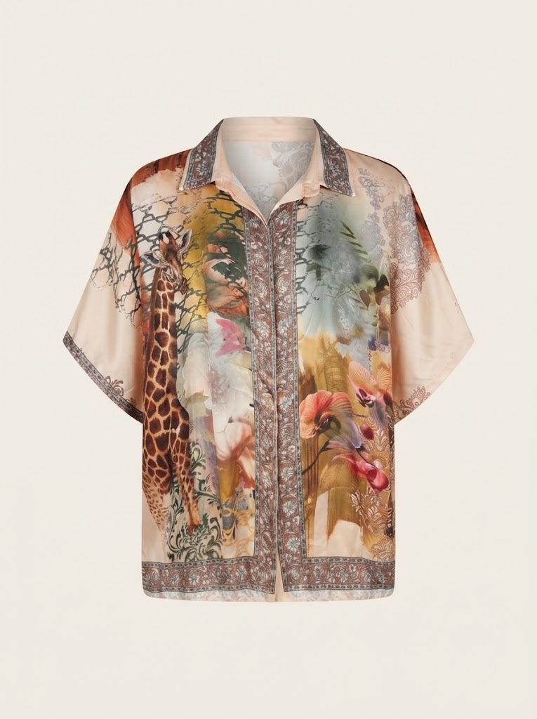 Wildlife Floral Print Blouse