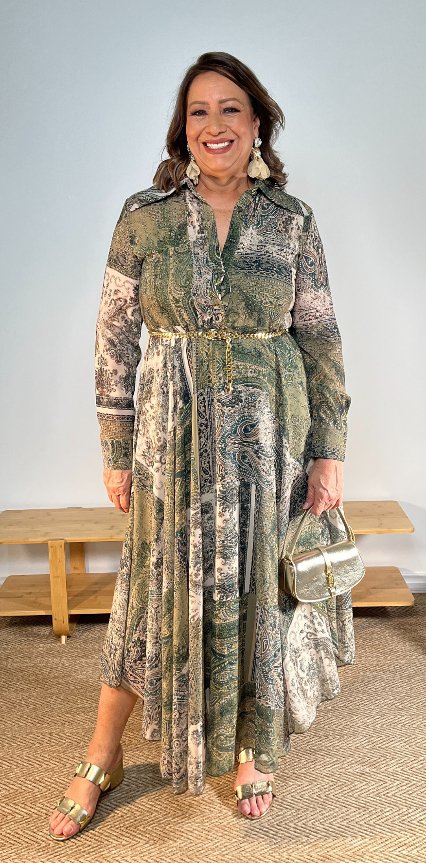 Multi Floral Green Print Dress