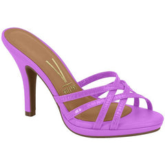 Purple Strappy Slide Heels