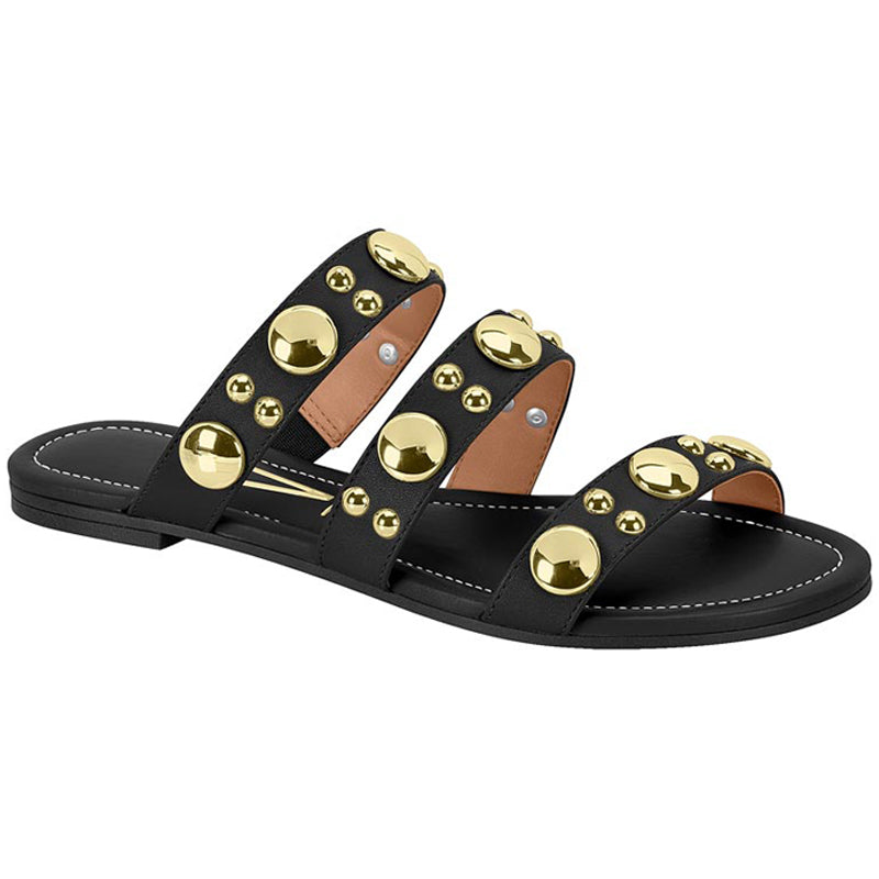 Gold Studded Black Sandals