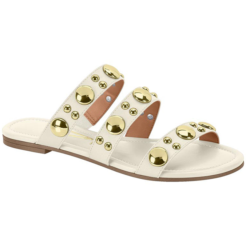 Gold Studded White Sandals