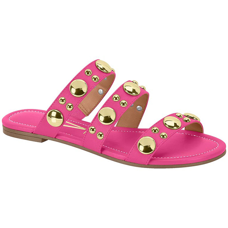 Gold Studded Fuchsia Sandals