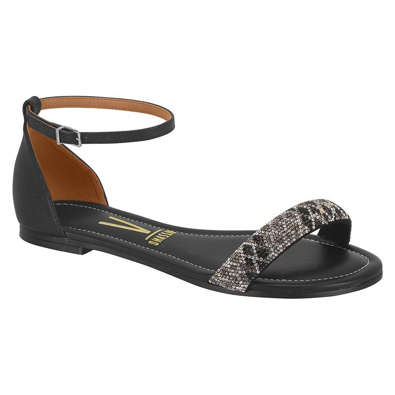 Glitter Strap Black Sandals