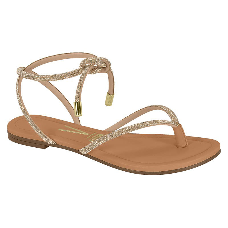Rose Gold Straps Tan Sandals