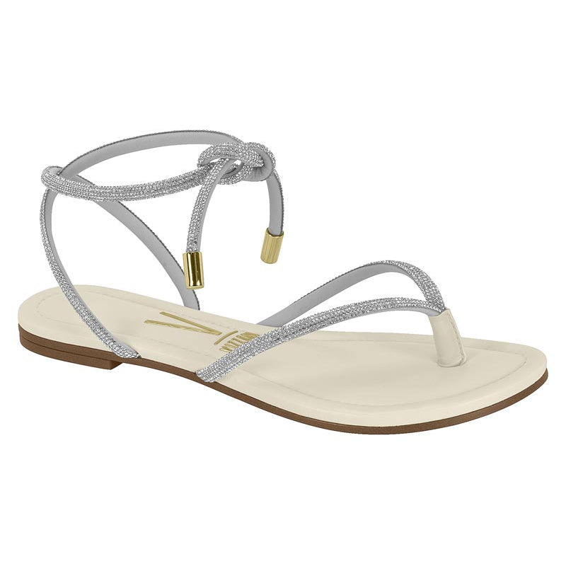 Silver Straps White Sandals