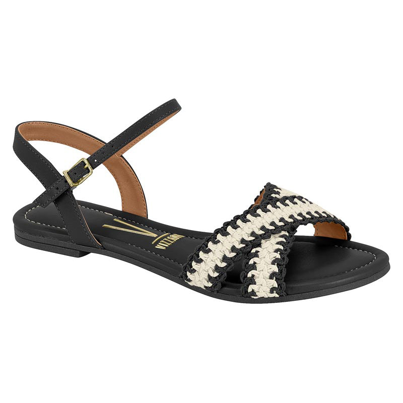 White Detail Black Sandals