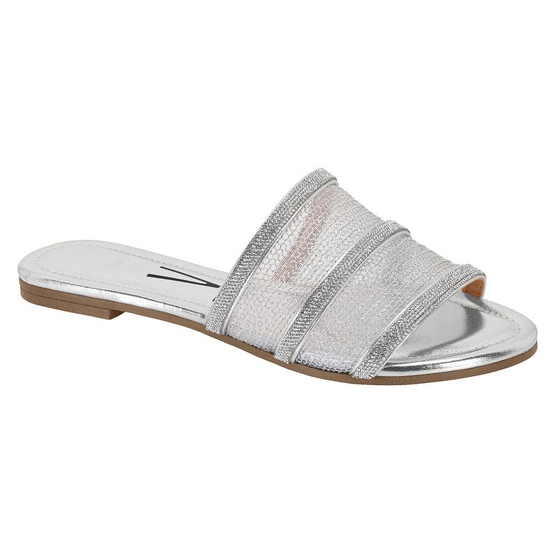 Silver Slide Sandals