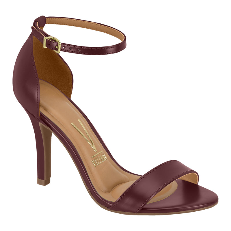 Burgundy Ankle Strap Stilettos