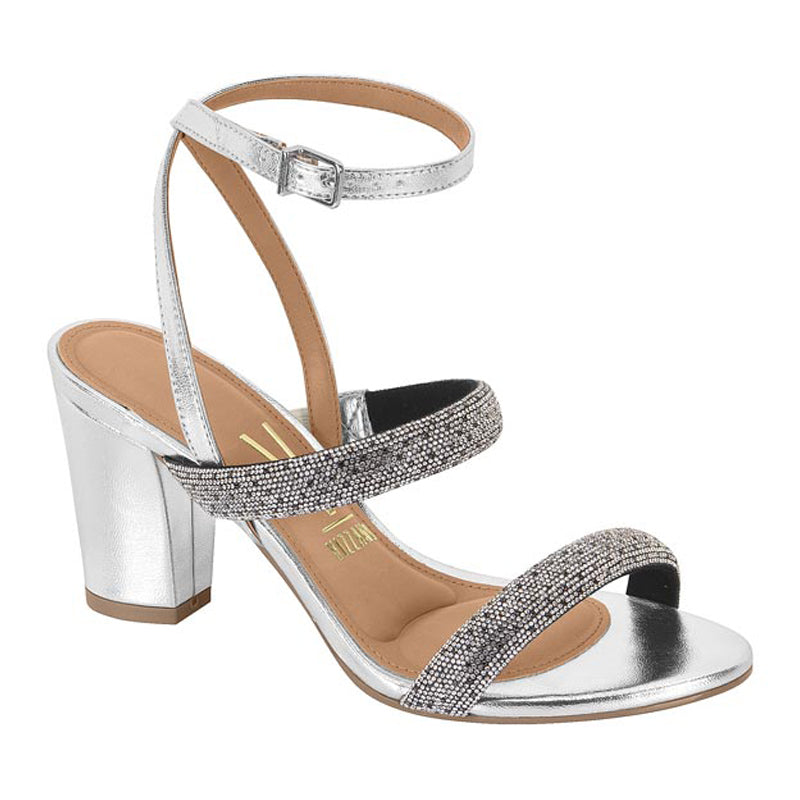 Ankle Tied Silver Block Heels